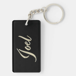 Joel Name whitegold key trailer Key Ring