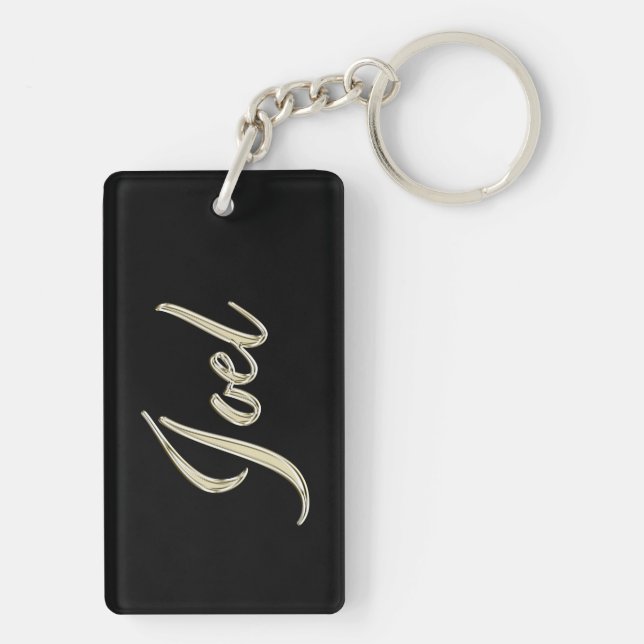 Joel Name whitegold key trailer Key Ring (Back)