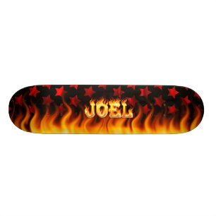 Joel skateboard fire and flames design.
