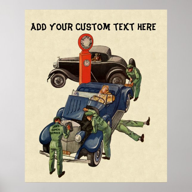 Joe's Full Service Gas Station, Vintage Business Poster (Front)