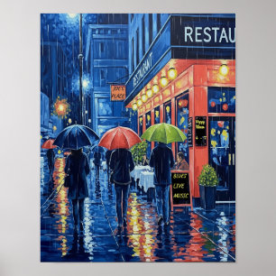 Joe's Place Downtown Night Scene Poster