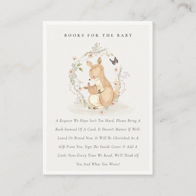 Joey Mama Kangaroo Floral Books For Baby Shower Enclosure Card (Front)