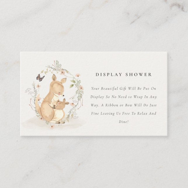 Joey Mama Kangaroo Floral Display Baby Shower Enclosure Card (Front)