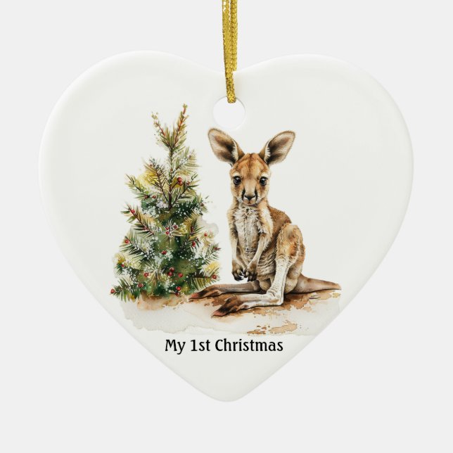 Joey's First Christmas, custom Ceramic Tree Decoration (Front)