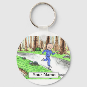 Jogger - Male Cartoon by PrintedPerfection.com Key Ring