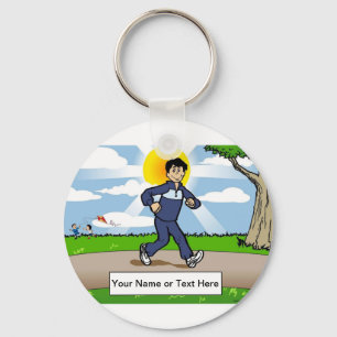 Jogger, Runner - Male Cartoon by PrintedPerfection Key Ring