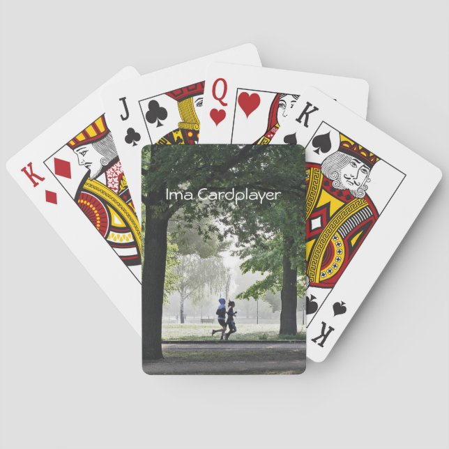 Jogging and Running Sport, Wooded Park Personalise Playing Cards (Back)