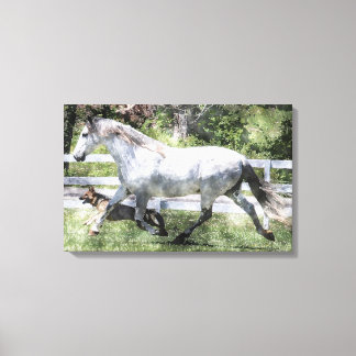 JOGGING BUDDIES WATERCOLOR Wrapped Canvas Print