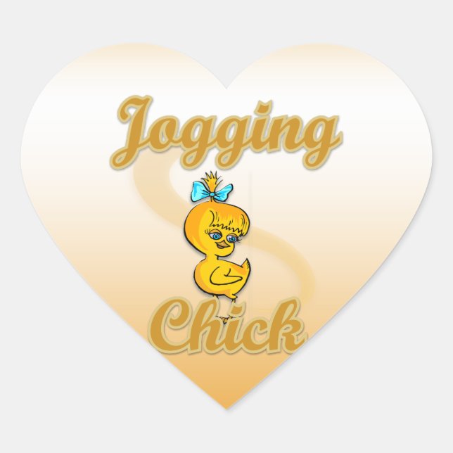 Jogging Chick  Heart Sticker (Front)