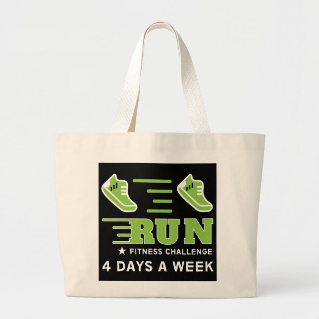Jogging Get Fit Motivational Support Mug Throw Pil Large Tote Bag (Front)