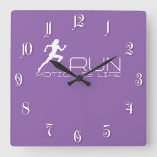 Jogging girl square wall clock