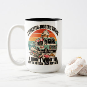 Jogging Ice Cream Truck Didn't Stop Runner Humour Two-Tone Coffee Mug