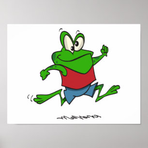 jogging joggy froggy frog cartoon poster