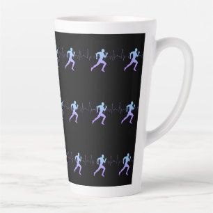 Jogging - Runners Silhouette with Heartbeat Latte Mug