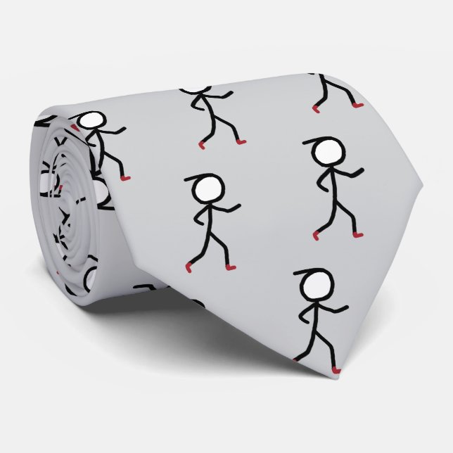 Jogging Stickman Tie (Rolled)