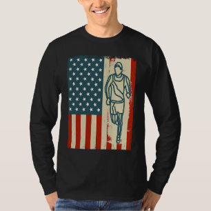 jogging us flag run running sport triathlon americ T-Shirt
