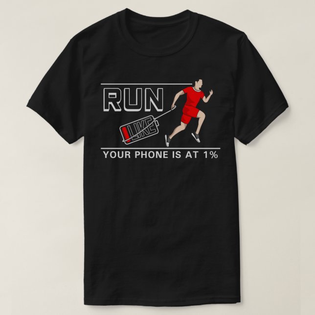 Jogging with Cell phone T-Shirt (Design Front)