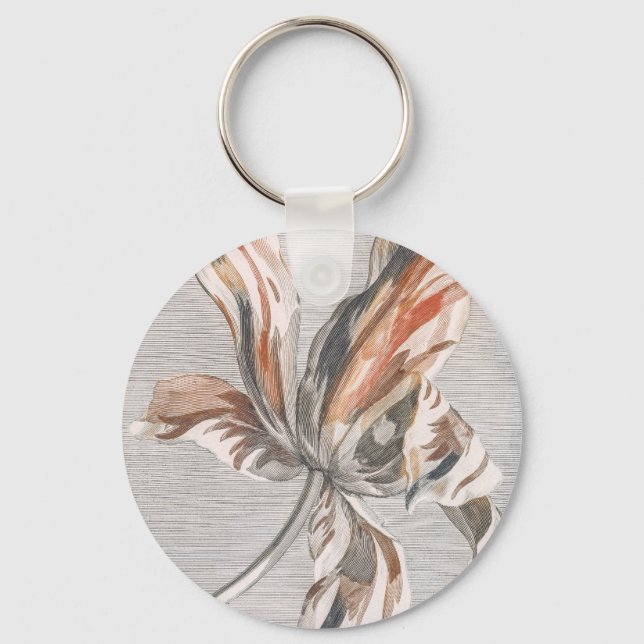 Johan Teyler A Blooming Tulip Flower Painting Key Ring (Front)