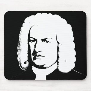 Johann Sebastian Bach abstract in black and white Mouse Mat
