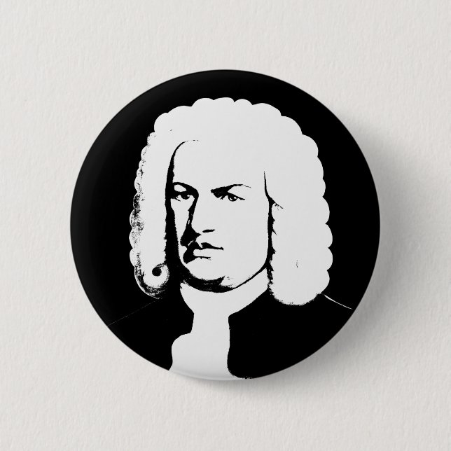 Johann Sebastian Bach abstrakt in Schwarz und weiß 6 Cm Round Badge (Front)