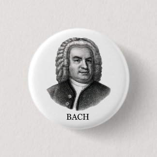 Johann Sebastian Bach, black 3 Cm Round Badge