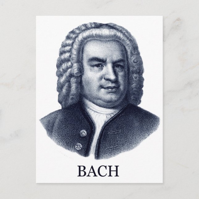Johann Sebastian Bach, blue Postcard (Front)