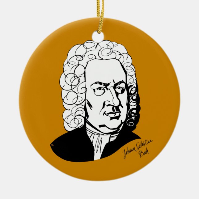 Johann Sebastian Bach Ceramic Tree Decoration (Front)