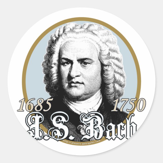 Johann Sebastian Bach Classic Round Sticker (Front)