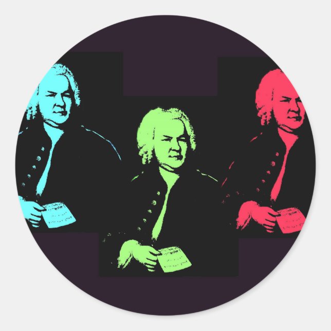 Johann Sebastian Bach Collage Classic Round Sticker (Front)