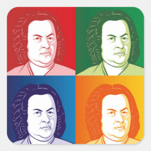 Johann Sebastian Bach im Cartoon Stil Square Sticker