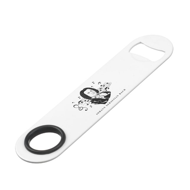 Johann Sebastian Bach Portrait and Bust with Notes (Front Angled)