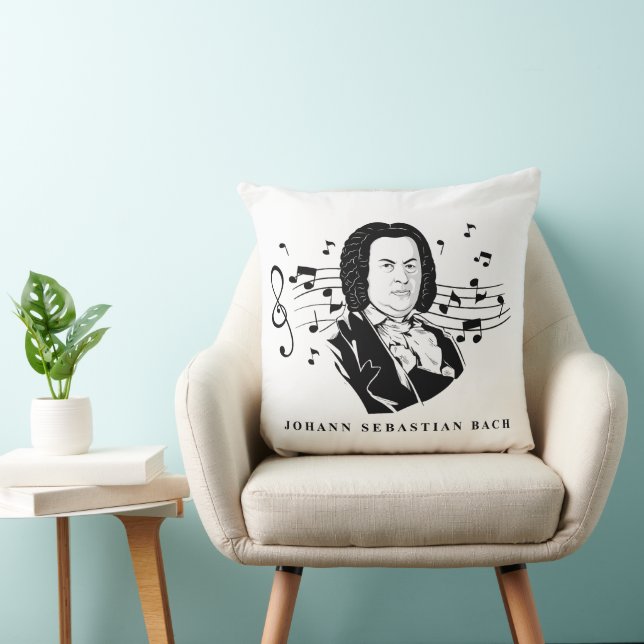 Johann Sebastian Bach Portrait and Bust with Notes Cushion (Chair)