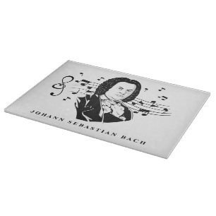 Johann Sebastian Bach Portrait and Bust with Notes Cutting Board