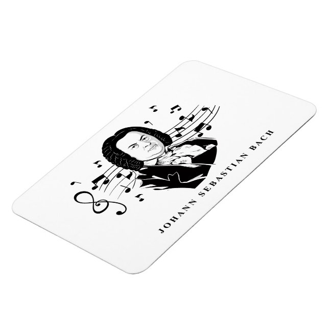 Johann Sebastian Bach Portrait and Bust with Notes Magnet (Left Side)