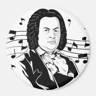 Johann Sebastian Bach Portrait and Bust with Notes Magnet