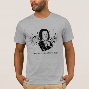 Johann Sebastian Bach Portrait and Bust with Notes T-Shirt