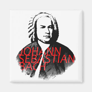 Johann Sebastian Bach portrait and red letters Magnet