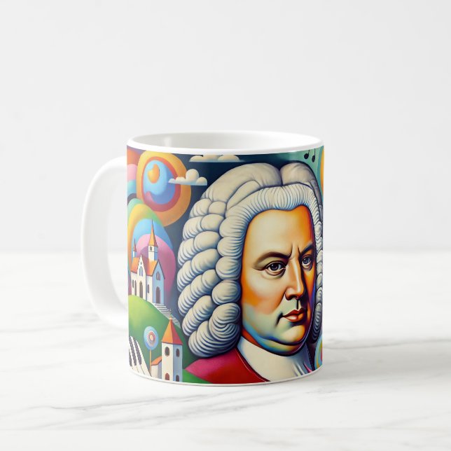 Johann Sebastian Bach: portrait in a modern painti Coffee Mug (Front Left)