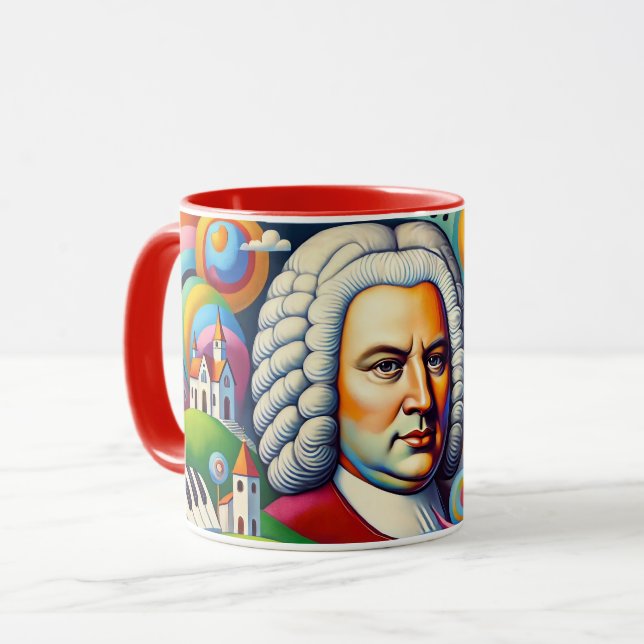 Johann Sebastian Bach: portrait in a modern painti Mug (Front Left)