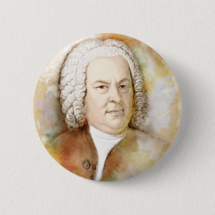 Johann Sebastian Bach Portrait in beige 6 Cm Round Badge