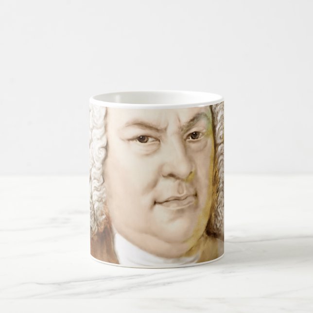 Johann Sebastian Bach Portrait in beige Coffee Mug (Center)