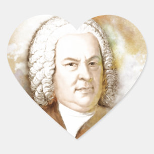 Johann Sebastian Bach Portrait in beige Heart Sticker