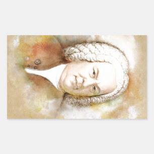 Johann Sebastian Bach Portrait in beige Rectangular Sticker