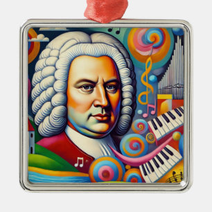 Johann Sebastian Bach Portrait Metal Tree Decoration