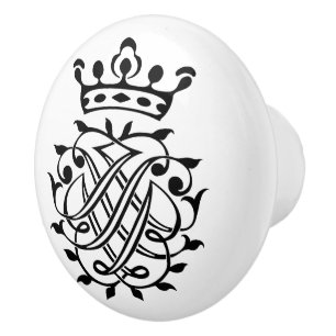 Johann Sebastian Bach Seal Crest Monogram Insignia Ceramic Knob
