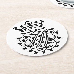 Johann Sebastian Bach Seal Crest Monogram Insignia Round Paper Coaster
