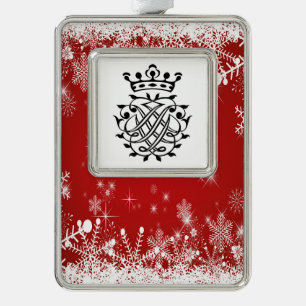 Johann Sebastian Bach Seal Crest Monogram Insignia Silver Plated Framed Ornament