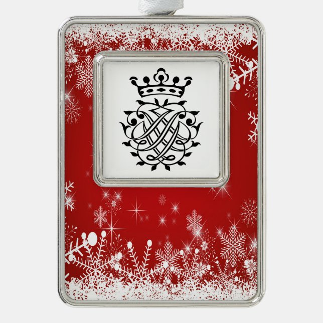 Johann Sebastian Bach Seal Crest Monogram Insignia Silver Plated Framed Ornament (Front)