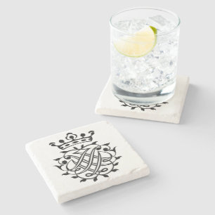Johann Sebastian Bach Seal Crest Monogram Insignia Stone Coaster