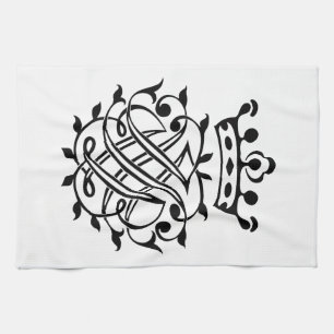 Johann Sebastian Bach Seal Crest Monogram Insignia Tea Towel